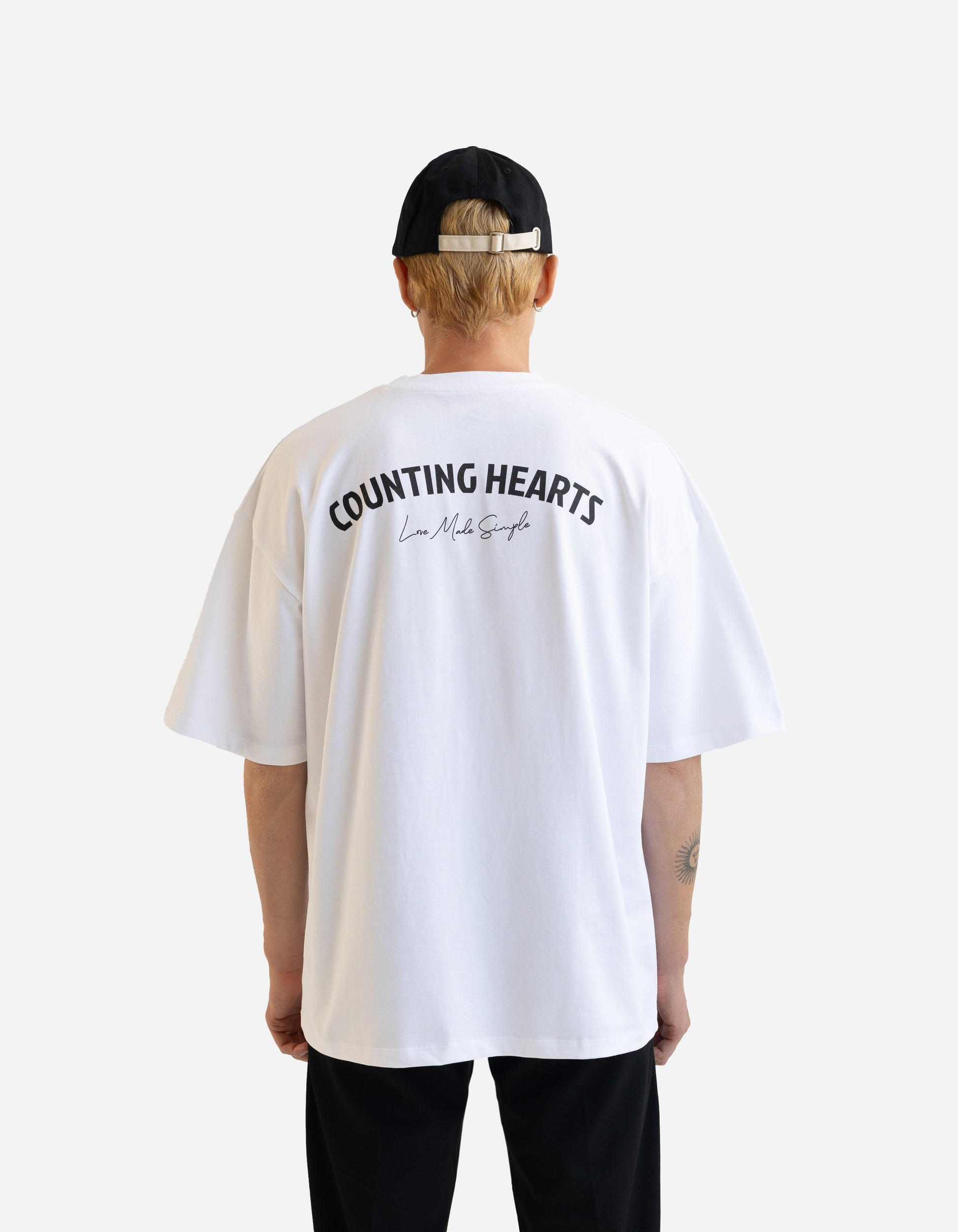 Front Heart / White Boxy T-shirt - Counting Hearts