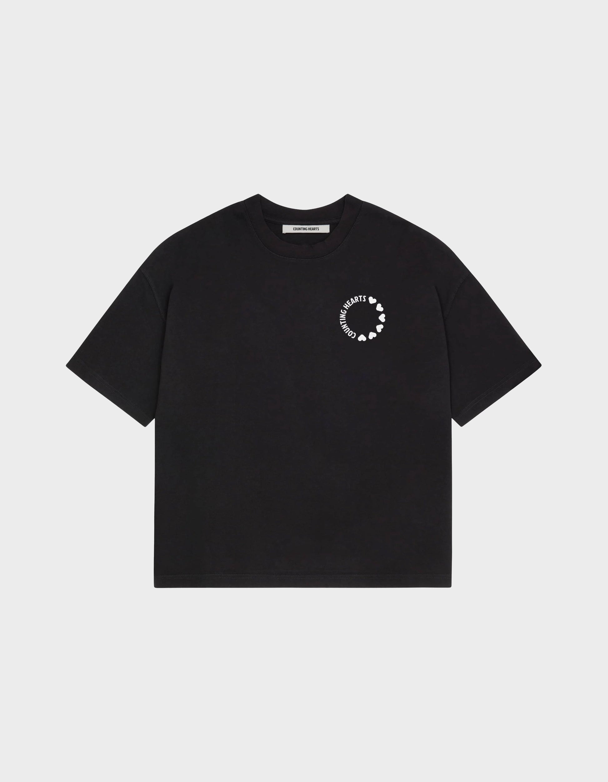 Heart Loop / Black Boxy T-shirt - Counting Hearts