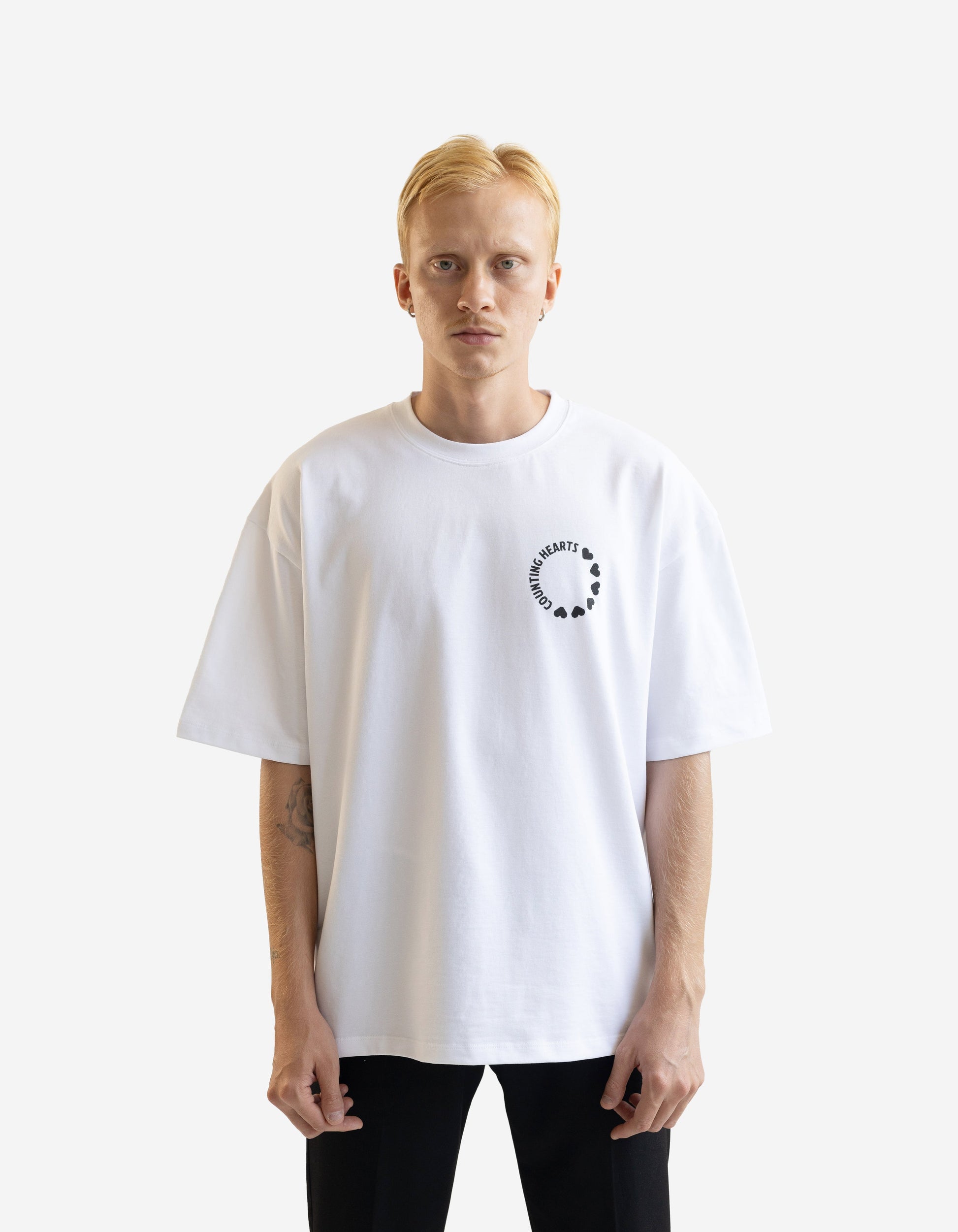 Heart Loop / White Boxy T-shirt - Counting Hearts