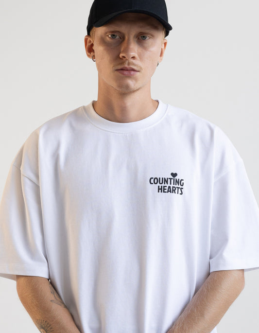 Heart Mark / White Boxy T-shirt - Counting Hearts